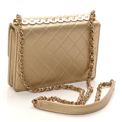 Chanel Metallic Lambskin Quilted Small Chic Pearls Flap Gold 2 of 8