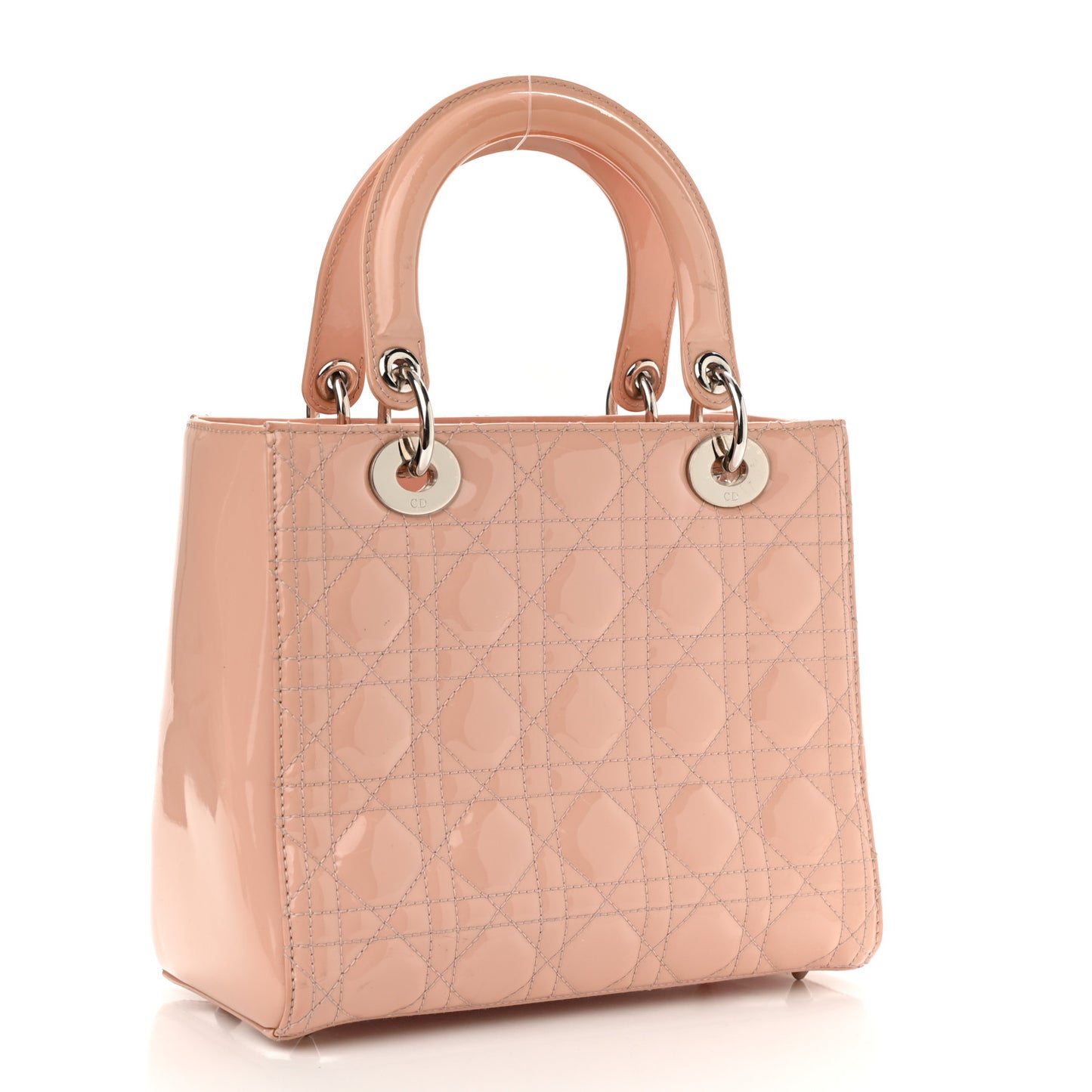 Patent Cannage Medium Lady Dior Rose Clair