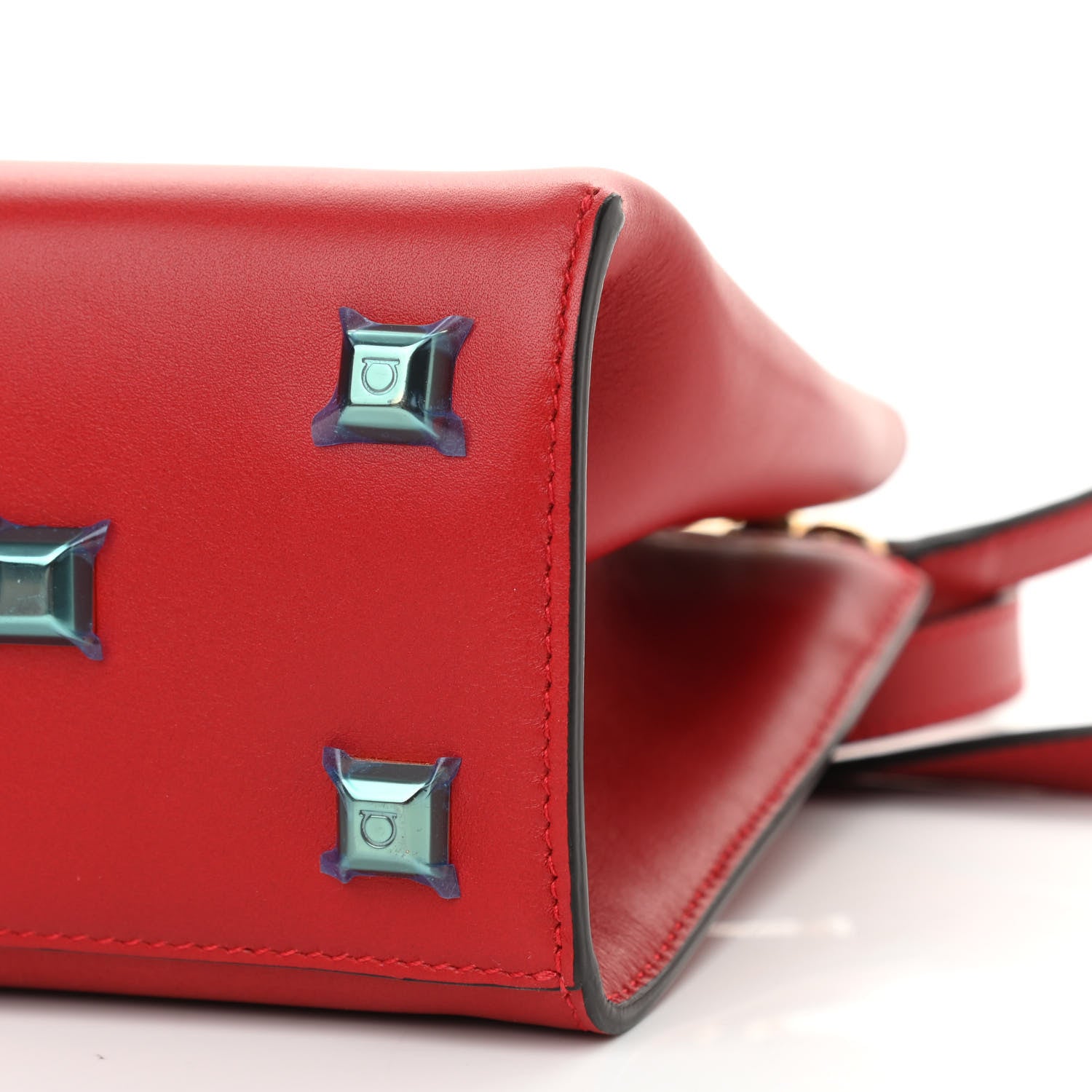 Salvatore Ferragamo Calfskin Small Studio Box Bag Red 10 of 10
