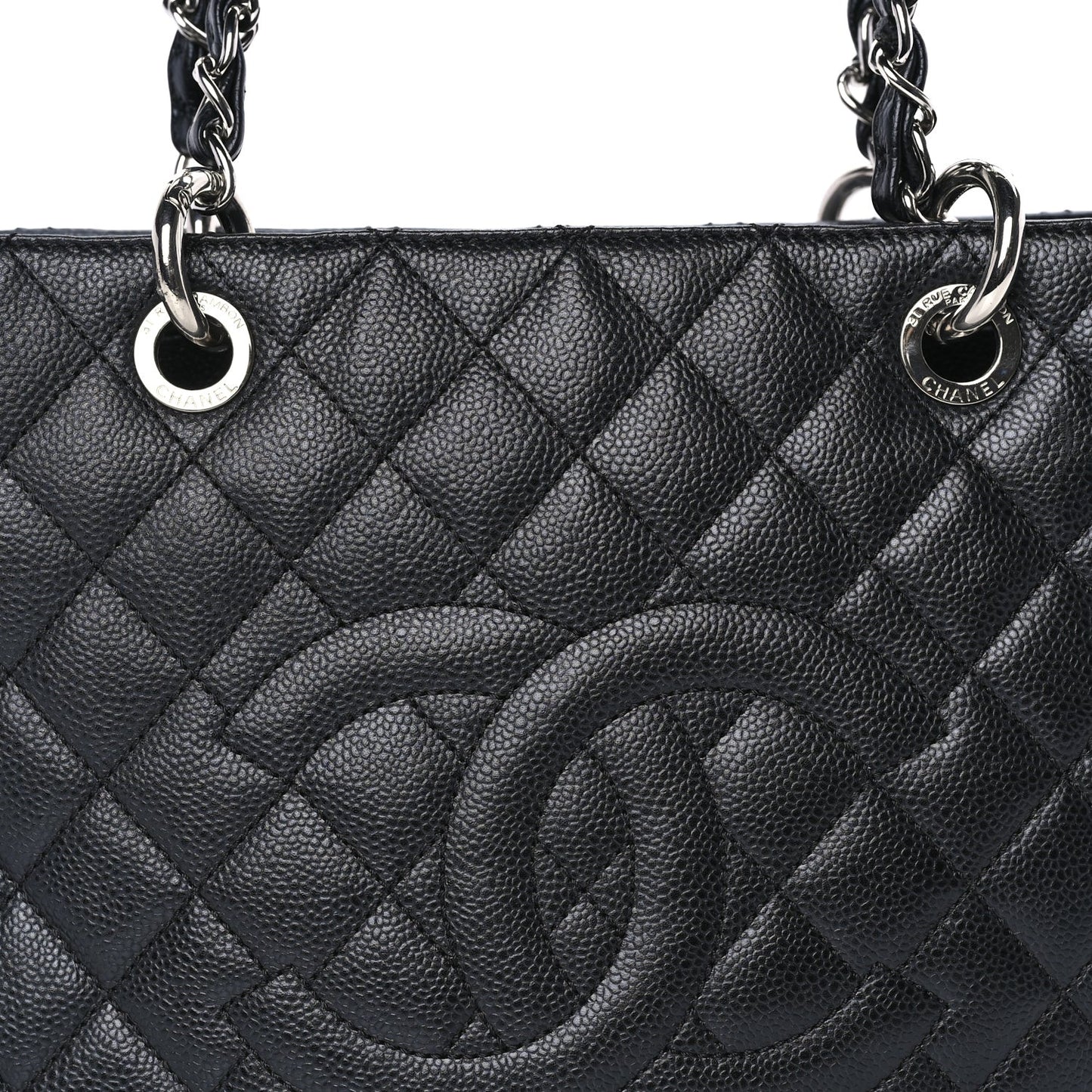 Caviar Quilted Grand Shopping Tote GST  Black