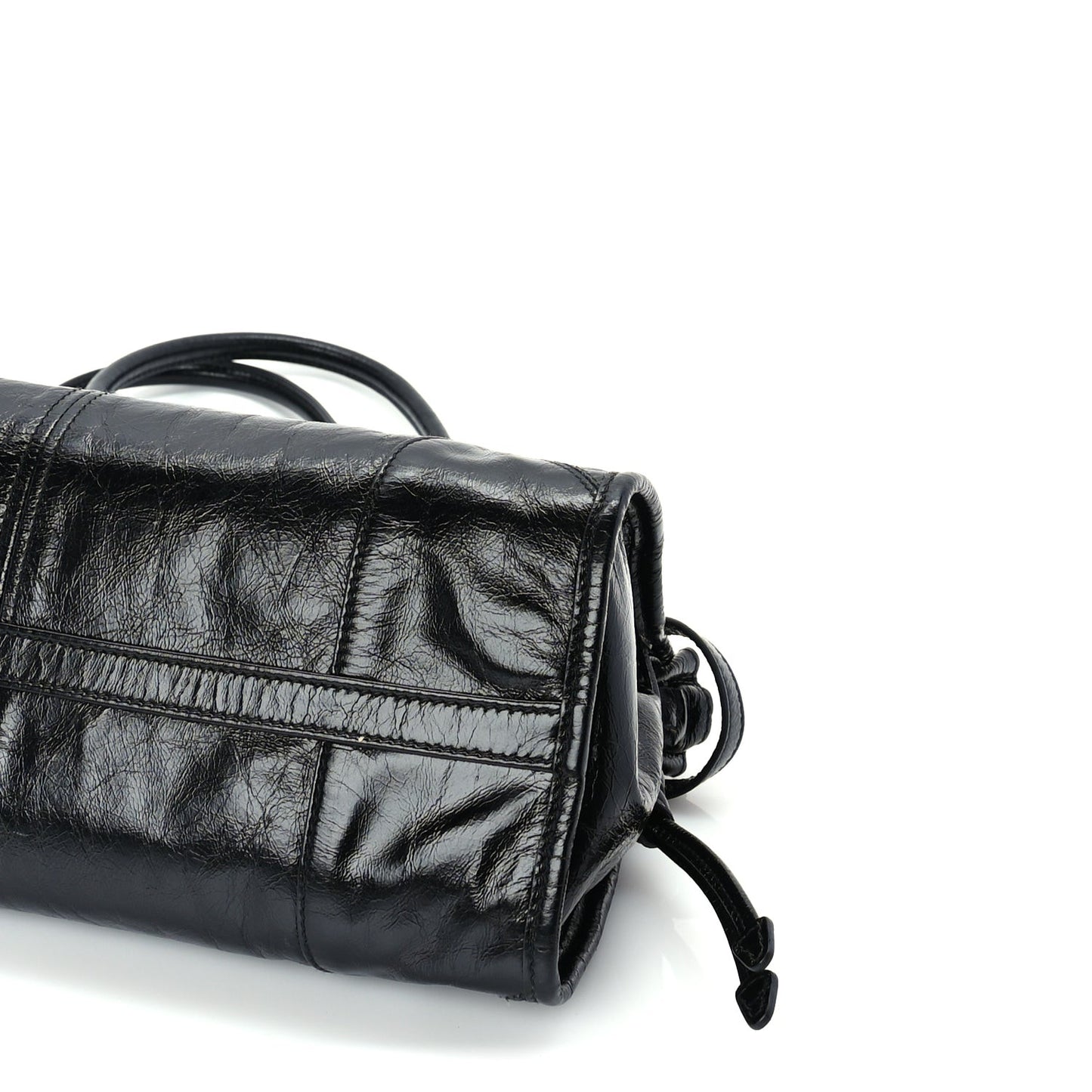 Glossy Calfskin Triangle Medium Bonnie Shoulder Bag Black