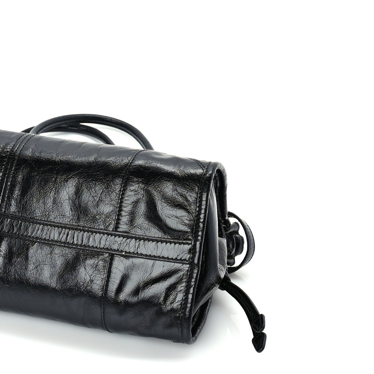Prada Glossy Calfskin Triangle Medium Bonnie Shoulder Bag Black 8 of 8