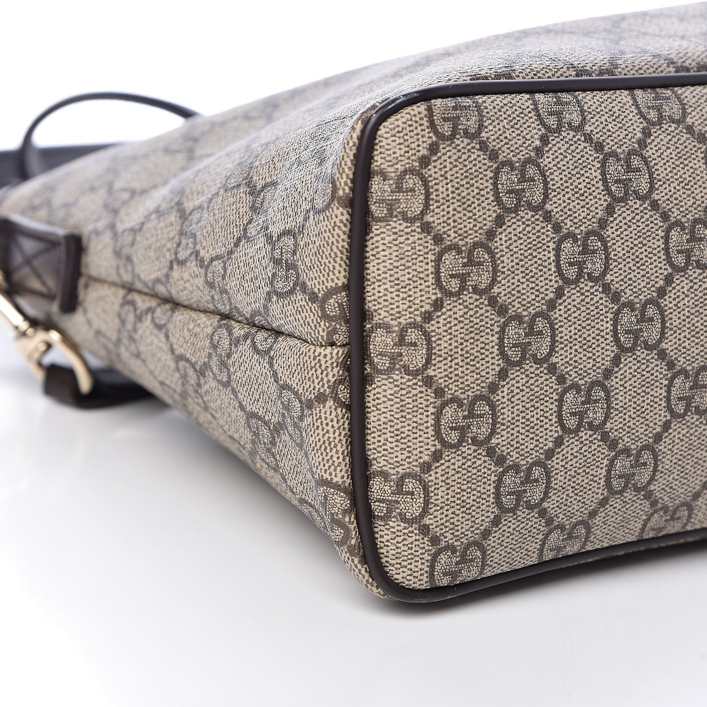 GG Supreme Monogram Small Zippered Tote Dark Brown