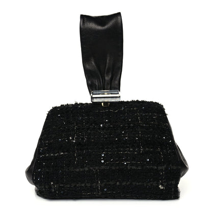 Chanel Tweed Lambskin Plexiglass CC Wristlet Black 1 of 8