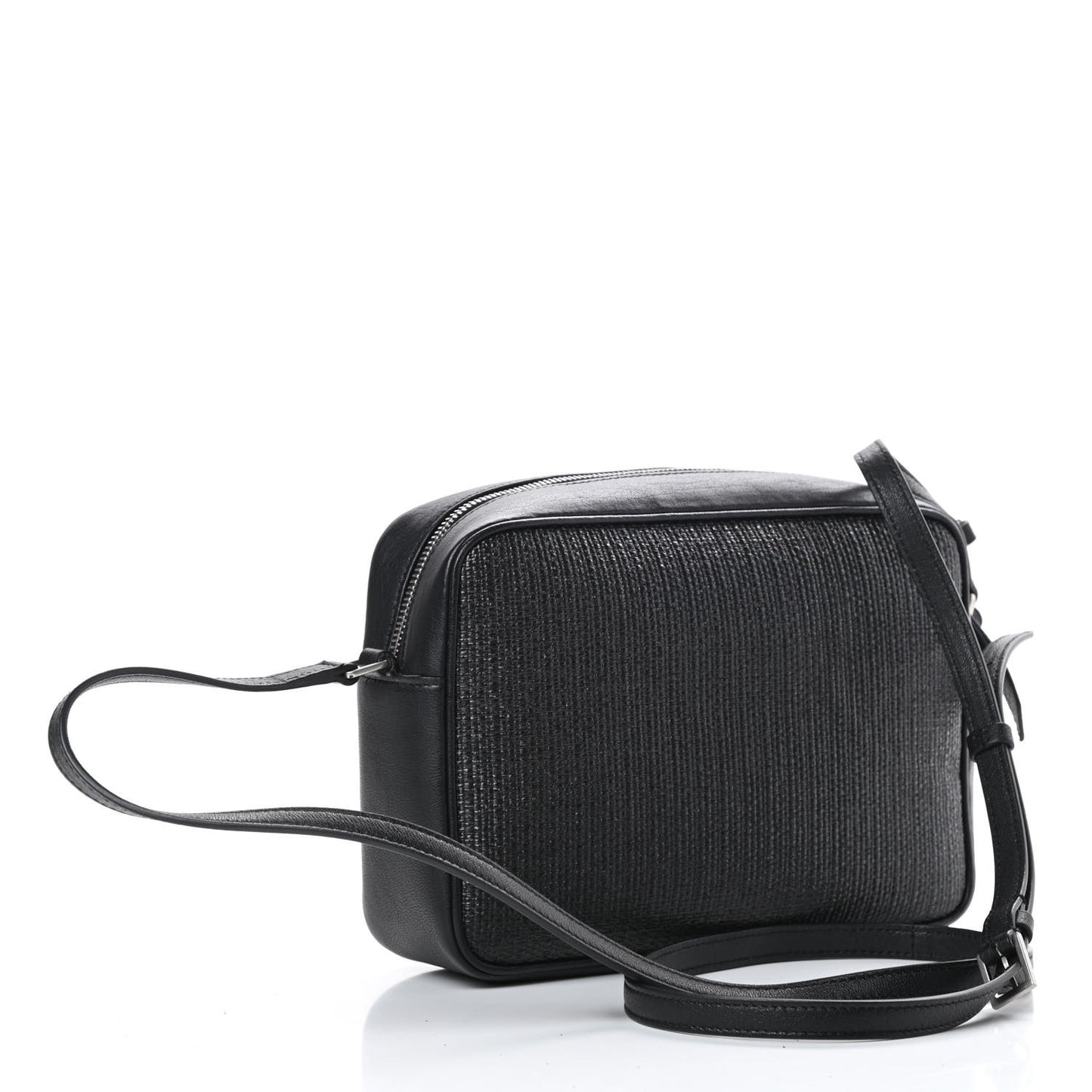 Raffia Canvas Monogram Lou Camera Bag Black
