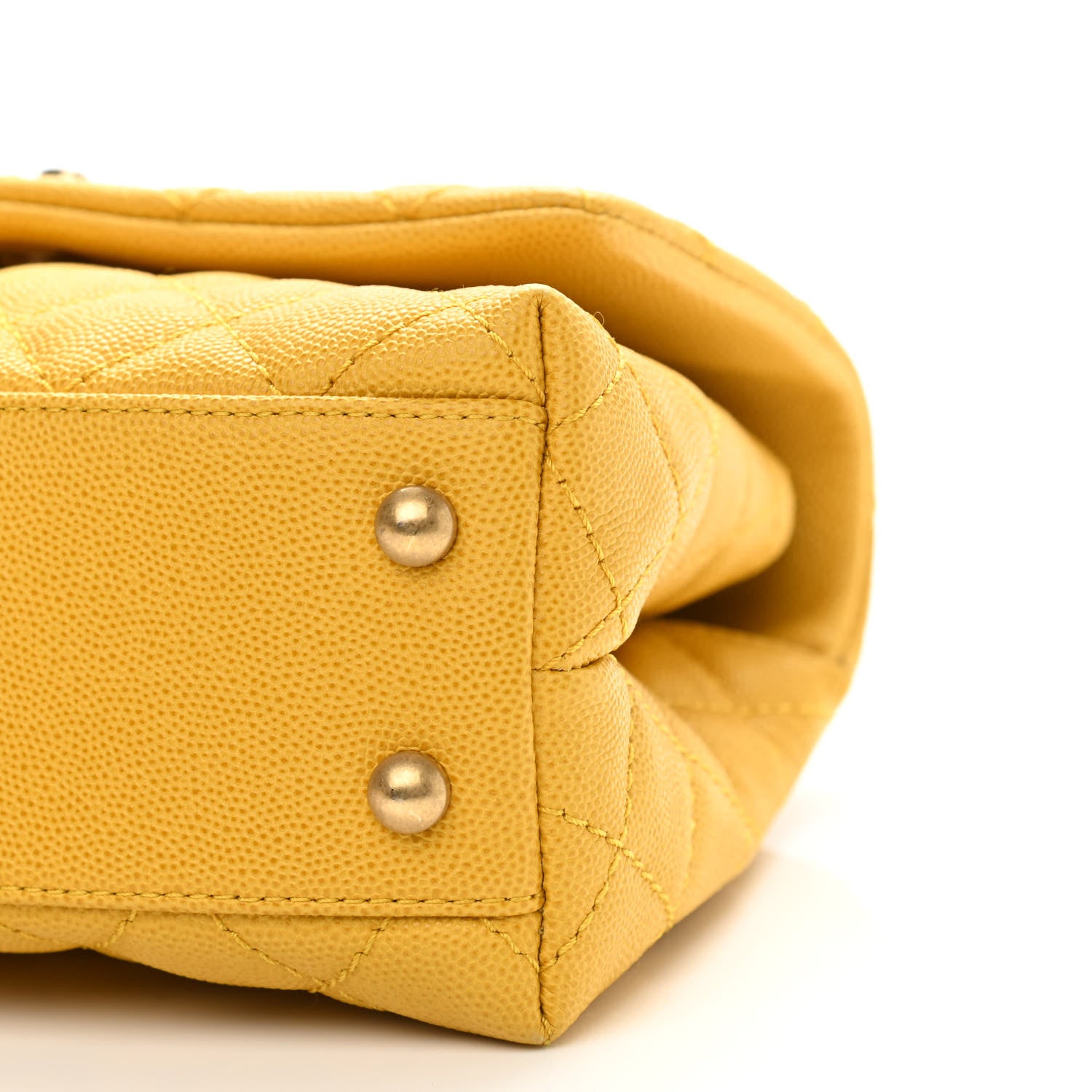 Chanel Caviar Quilted Mini Coco Handle Flap Yellow 17 of 22