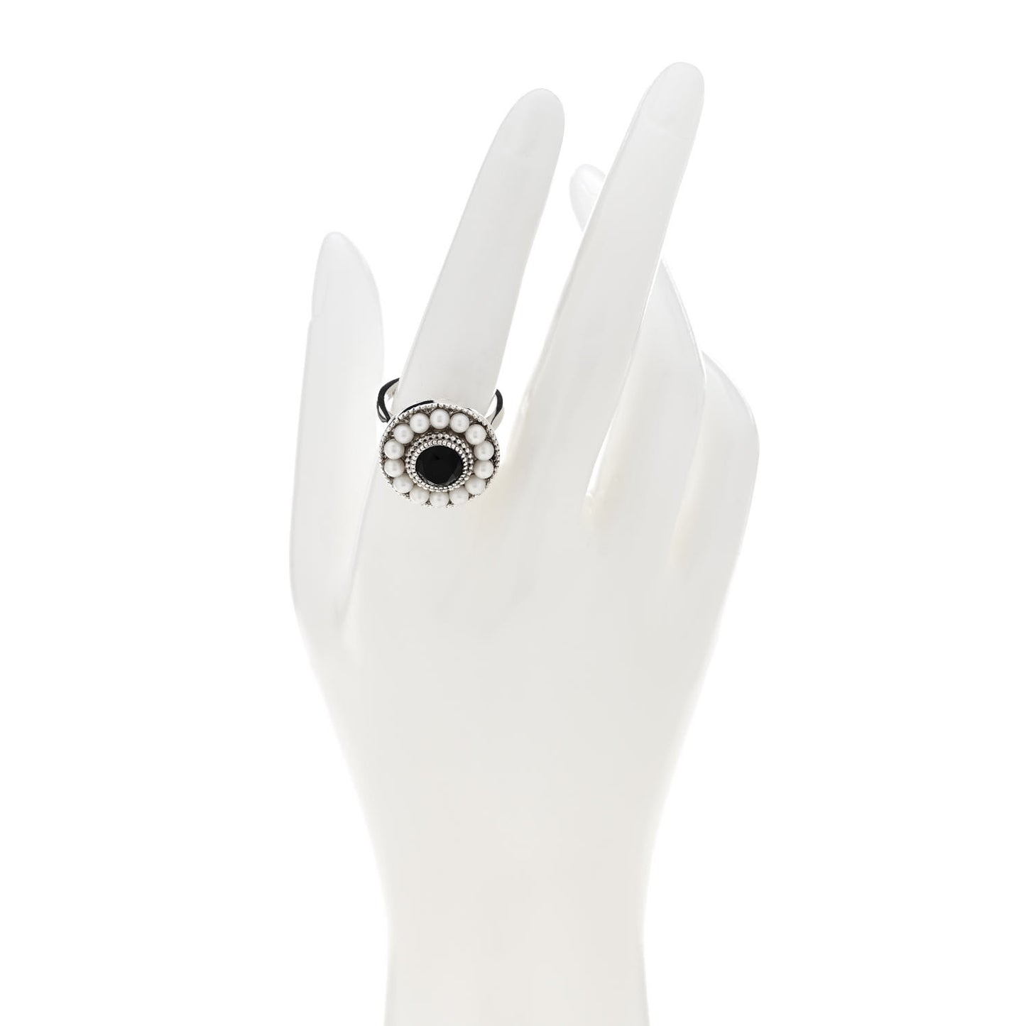 Sterling Silver Black Onyx Freshwater Pearl Ziegfeld Ring 57 8