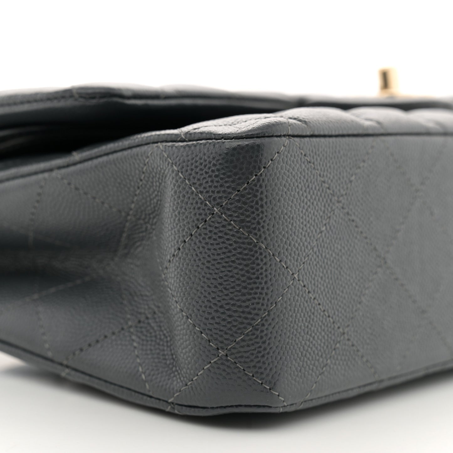 Caviar Quilted Medium Double Flap Dark Grey