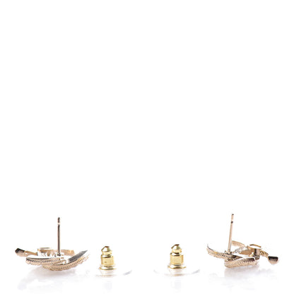 Chanel Crystal Pearl CC Earrings Gold 3 of 5