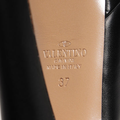 Valentino Garavani Calfskin Rockstud Bow Slingback Platform Pumps 37 Black 6 of 8