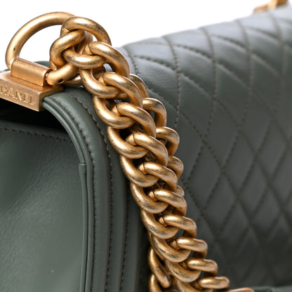 Chanel Calfskin Quilted Medium Boy Flap Dark Green 15 of 18