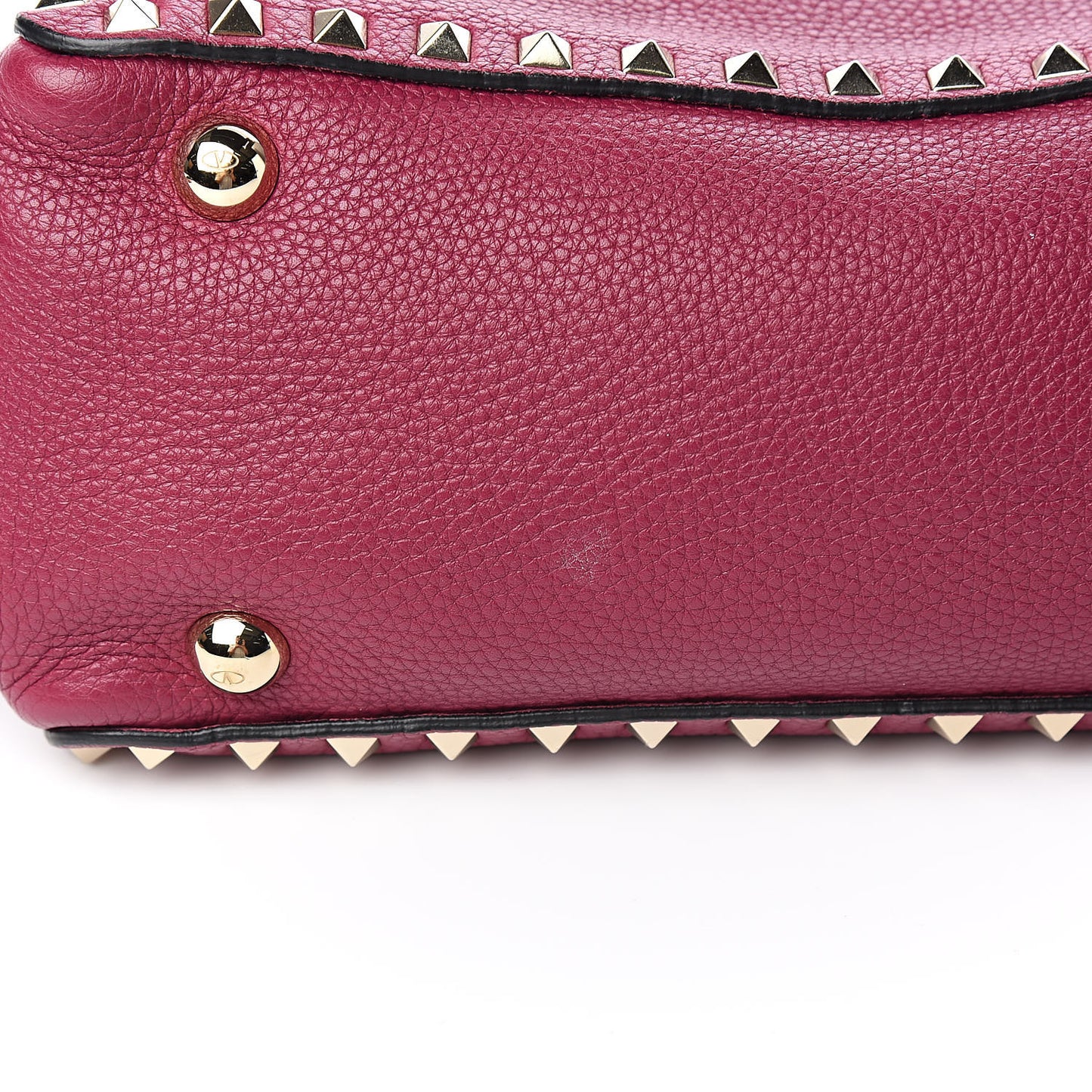 Grained Calfskin Small Rockstud Tote Deep Cyclamin
