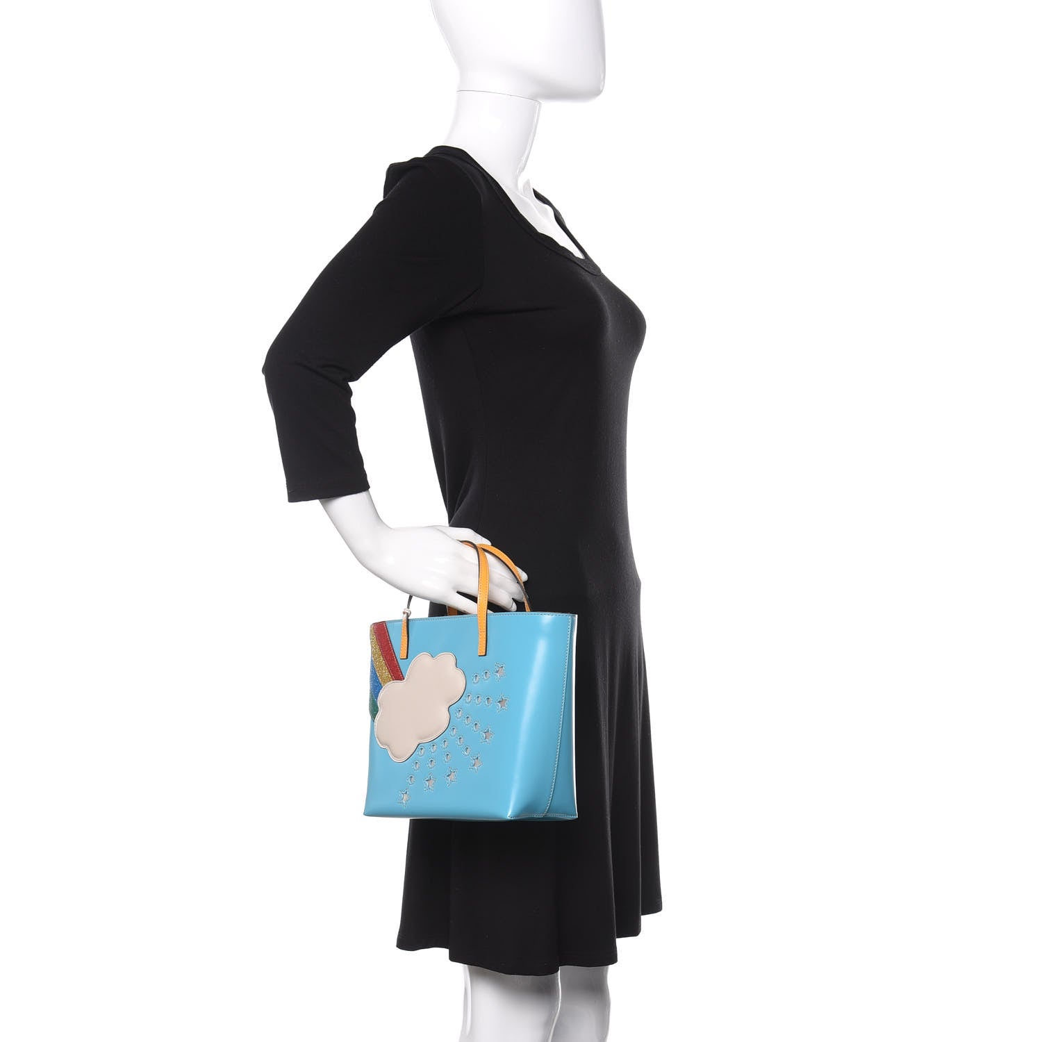 Gucci Calfskin Childrens Rainbow Tote Blue 2 of 10