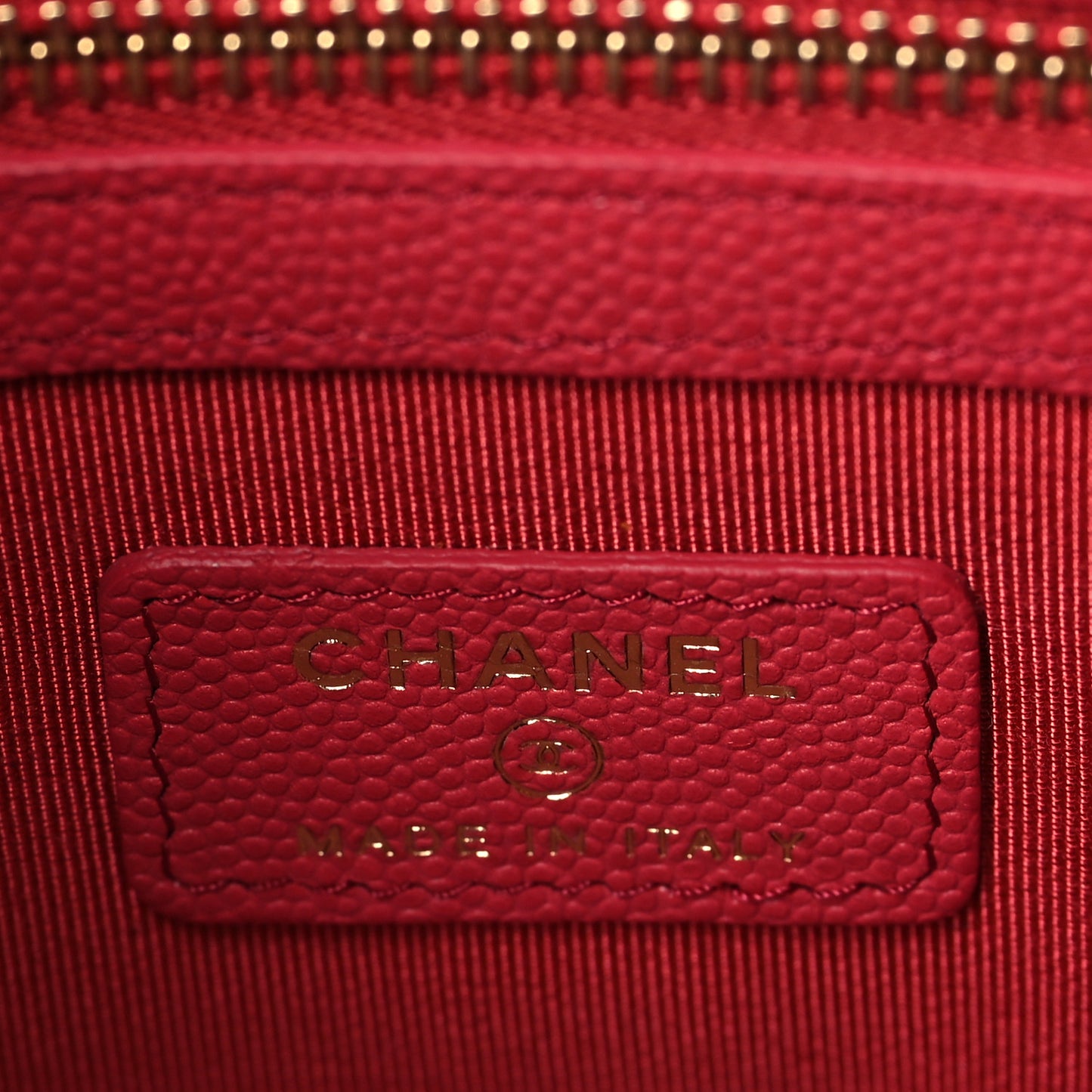 Caviar Quilted Medium Cosmetic Case Dark Pink