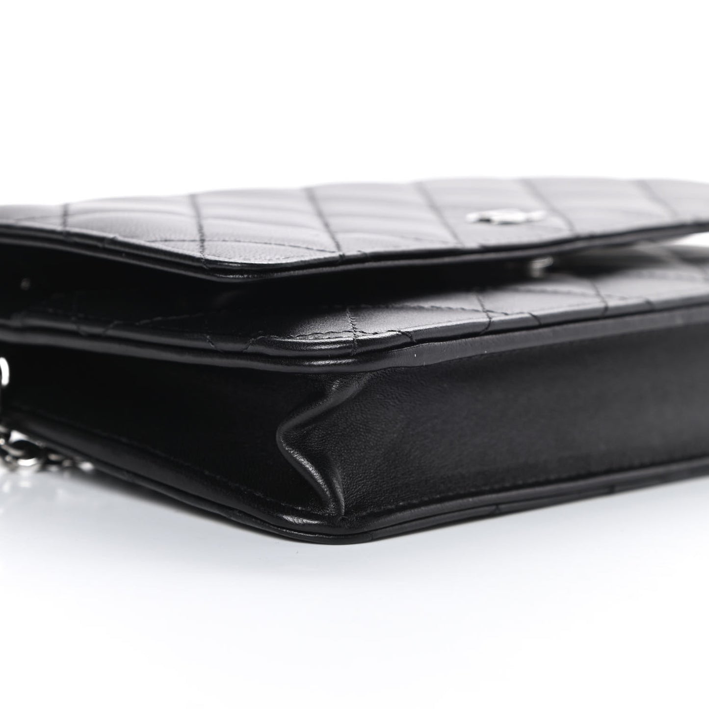 Lambskin Quilted Wallet On Chain WOC Black