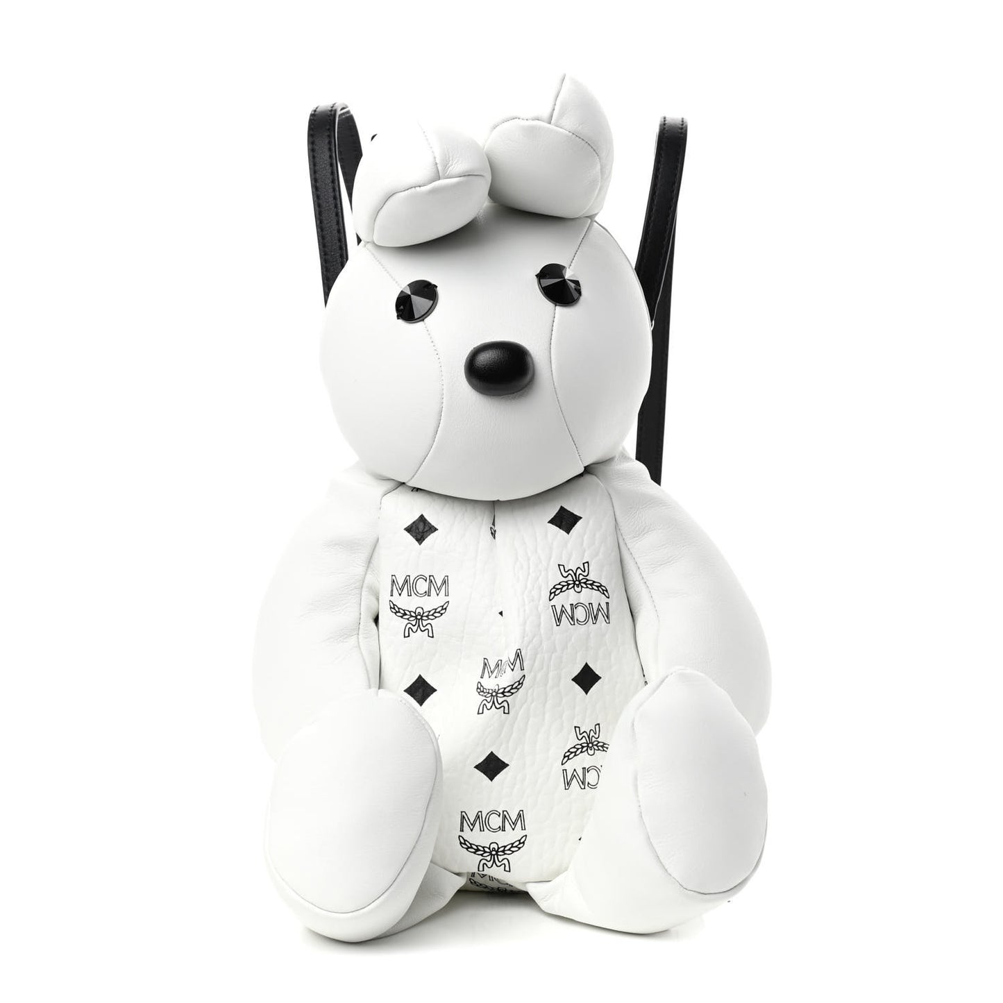 Calfskin Visetos Bear Zoo Doll Backpack White