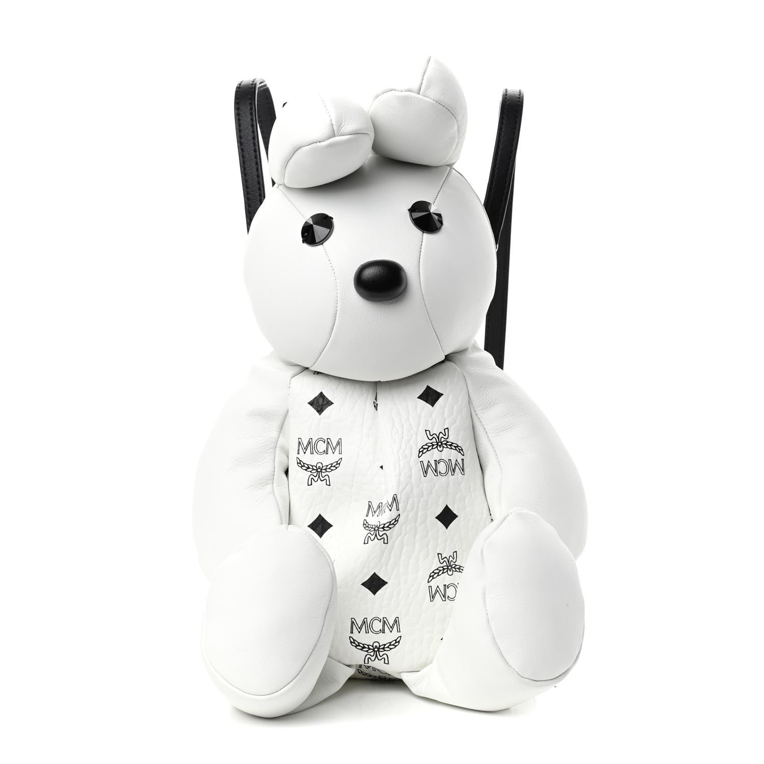 MCM Calfskin Visetos Bear Zoo Doll Backpack White 1 of 9