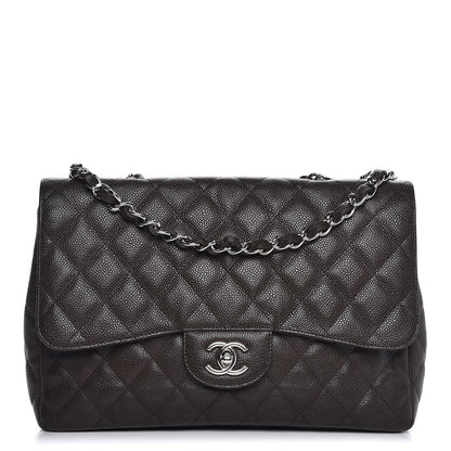 Chanel Caviar Quilted Jumbo Single Flap Dark Brown 1 of 9
