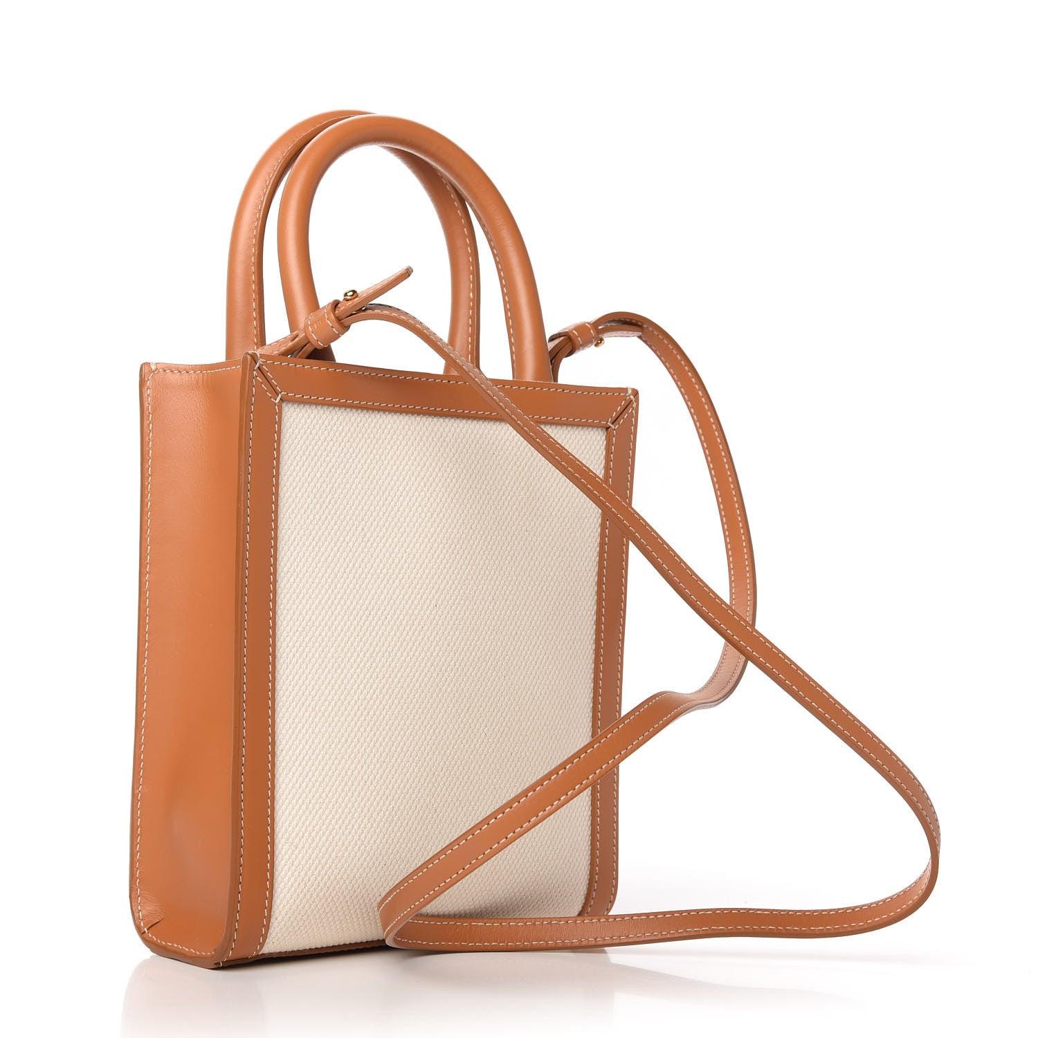 Celine Canvas Calfskin Mini Vertical Cabas Natural Tan 3 of 8