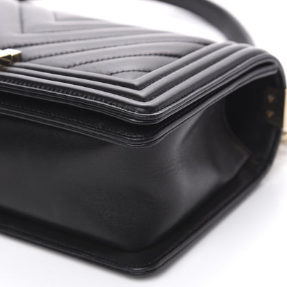 Chanel Lambskin Chevron Quilted Medium Boy Flap Black 10 of 12