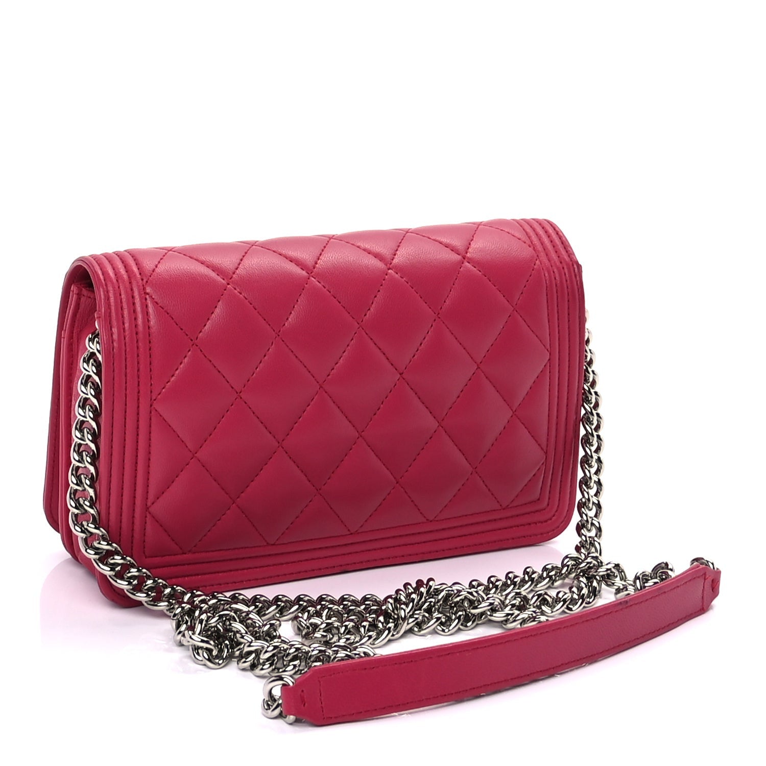 Chanel Lambskin Quilted Boy Wallet On Chain WOC  Pink 2 of 8
