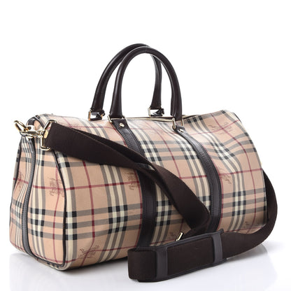 Burberry Haymarket Check Duffle Bag Dark Brown 3 of 20