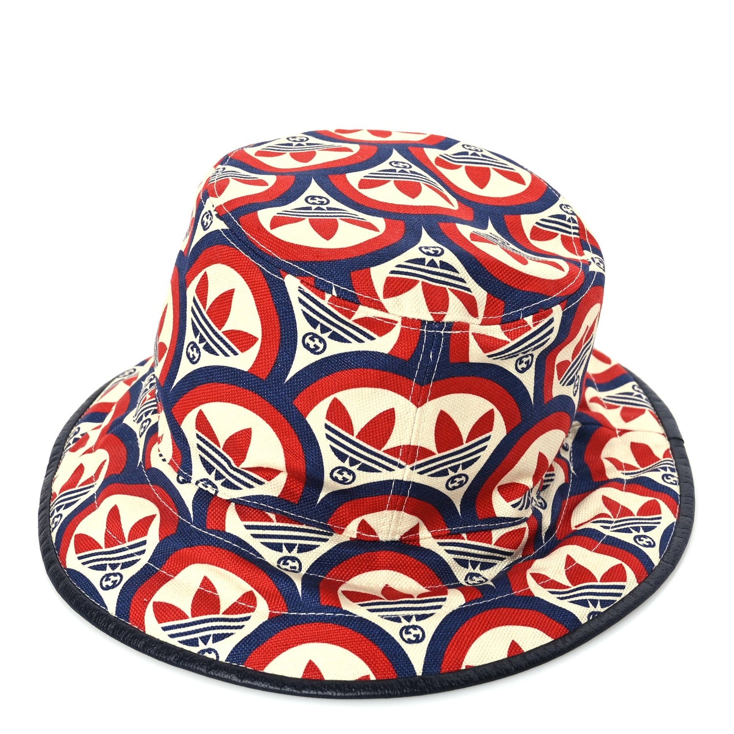 X ADIDAS Canvas Trefoil Interlocking G Bucket Hat M Red White Blue
