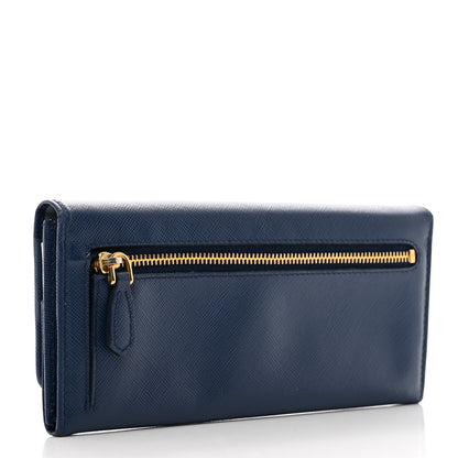 Prada Saffiano Metal Continental Flap Wallet Bleuette Lago White 3 of 10