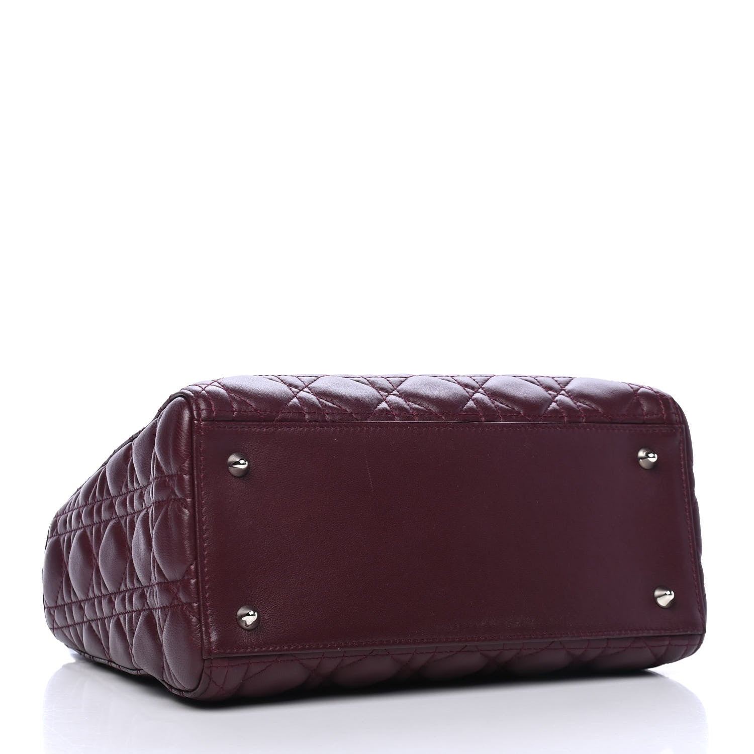 Christian Dior Lambskin Cannage Medium Lady Dior Burgundy 3 of 4