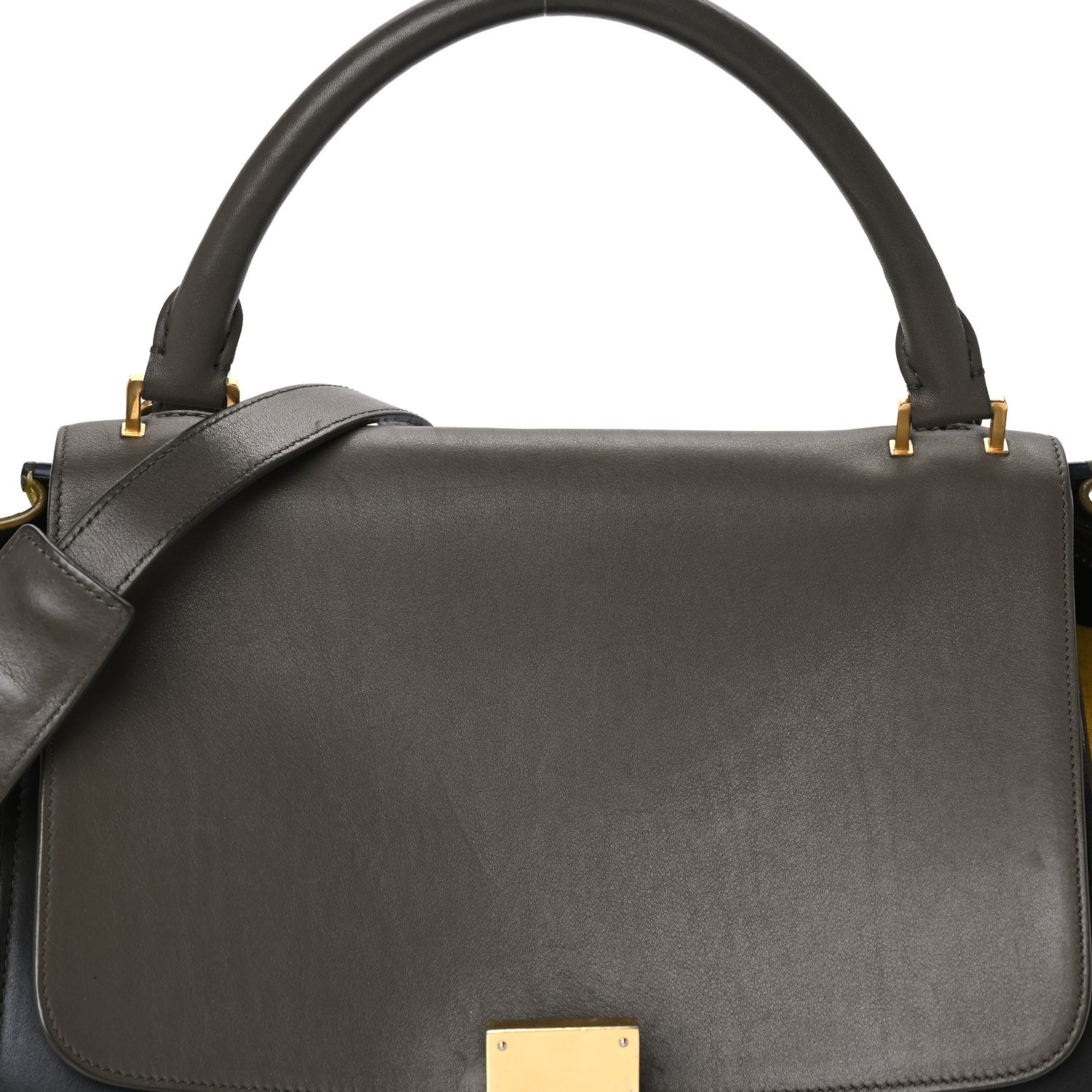 Celine CELINE Smooth Calfskin Suede Medium Tri-Color Trapeze Mustard  Mustard 6 of 8