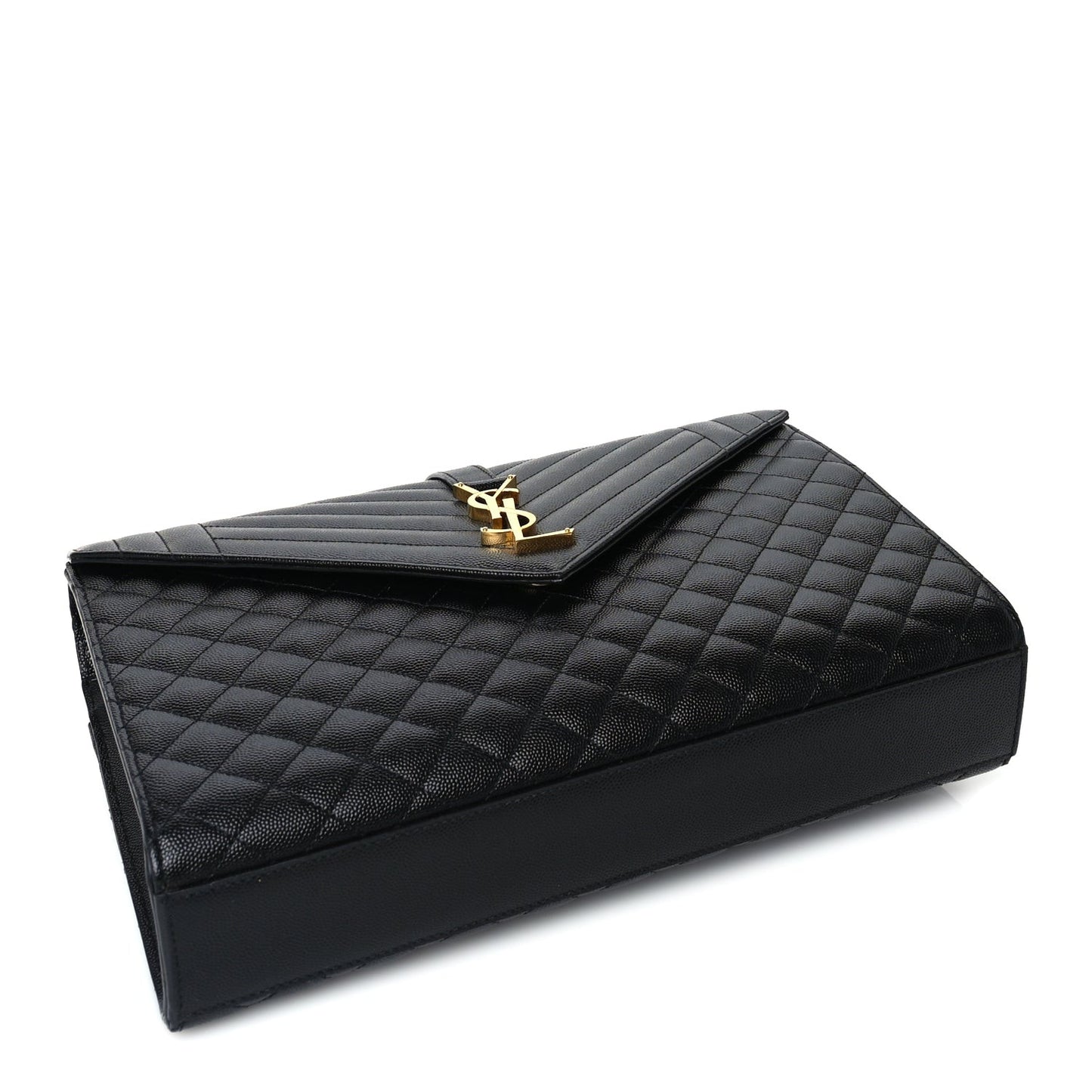 Grain De Poudre Textured Mixed Matelasse Large Triquilt Monogram Satchel Black