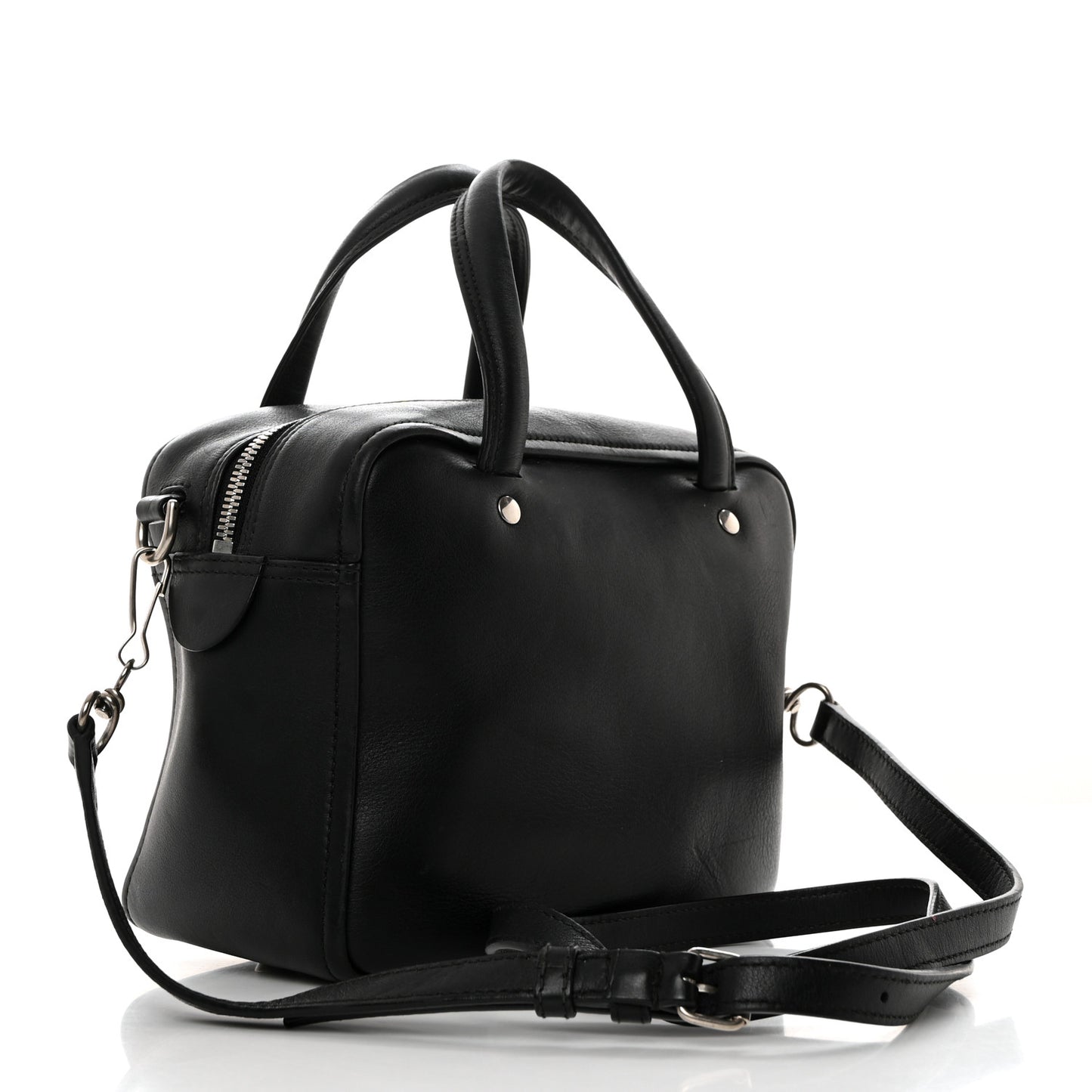 Shiny Day Calfskin XS Triangle Square Bag Black