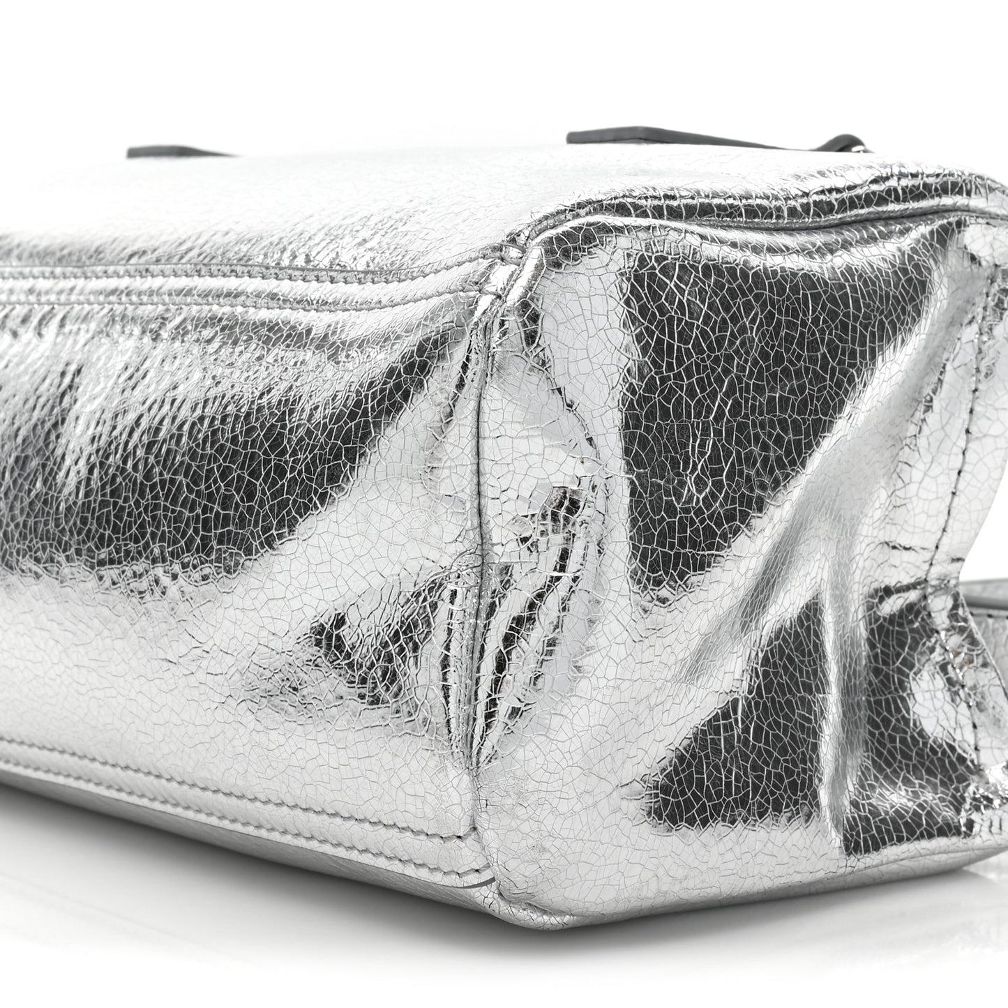 Metallic Lambskin Mini Pandora Silvery