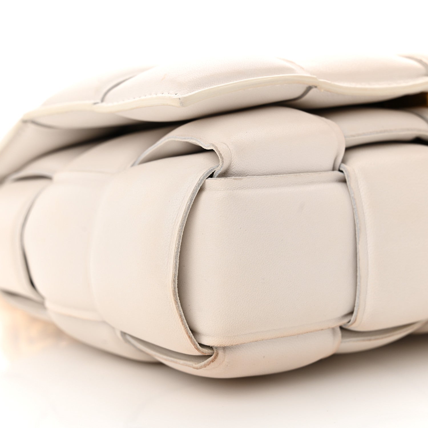 Bottega Veneta Lambskin Maxi Intreccio Padded Chain Cassette Crossbody Bag White 9 of 14