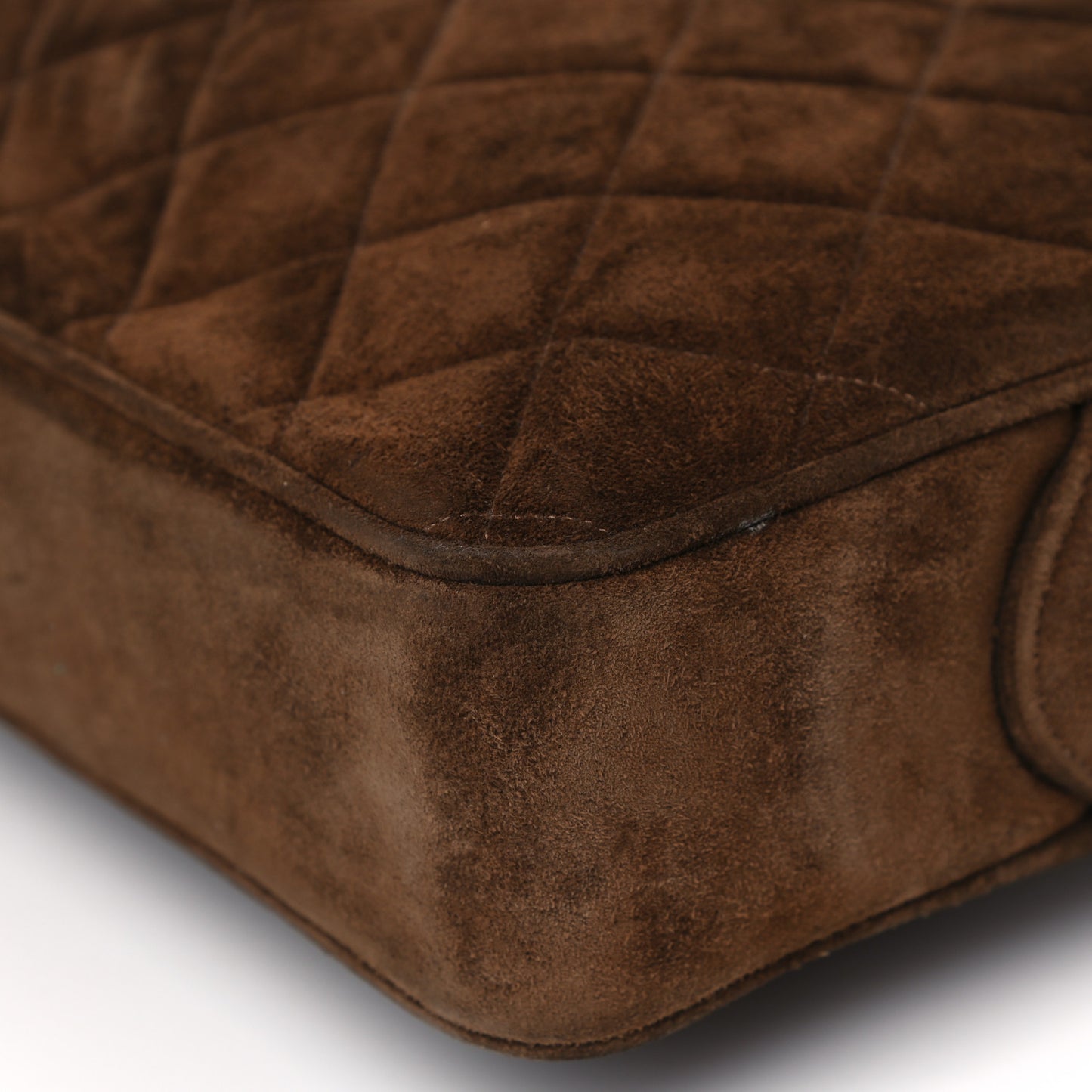 Suede Quilted Shoulder Bag Brown