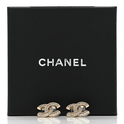 Chanel Crystal Timeless CC Earrings Light Gold 5 of 5