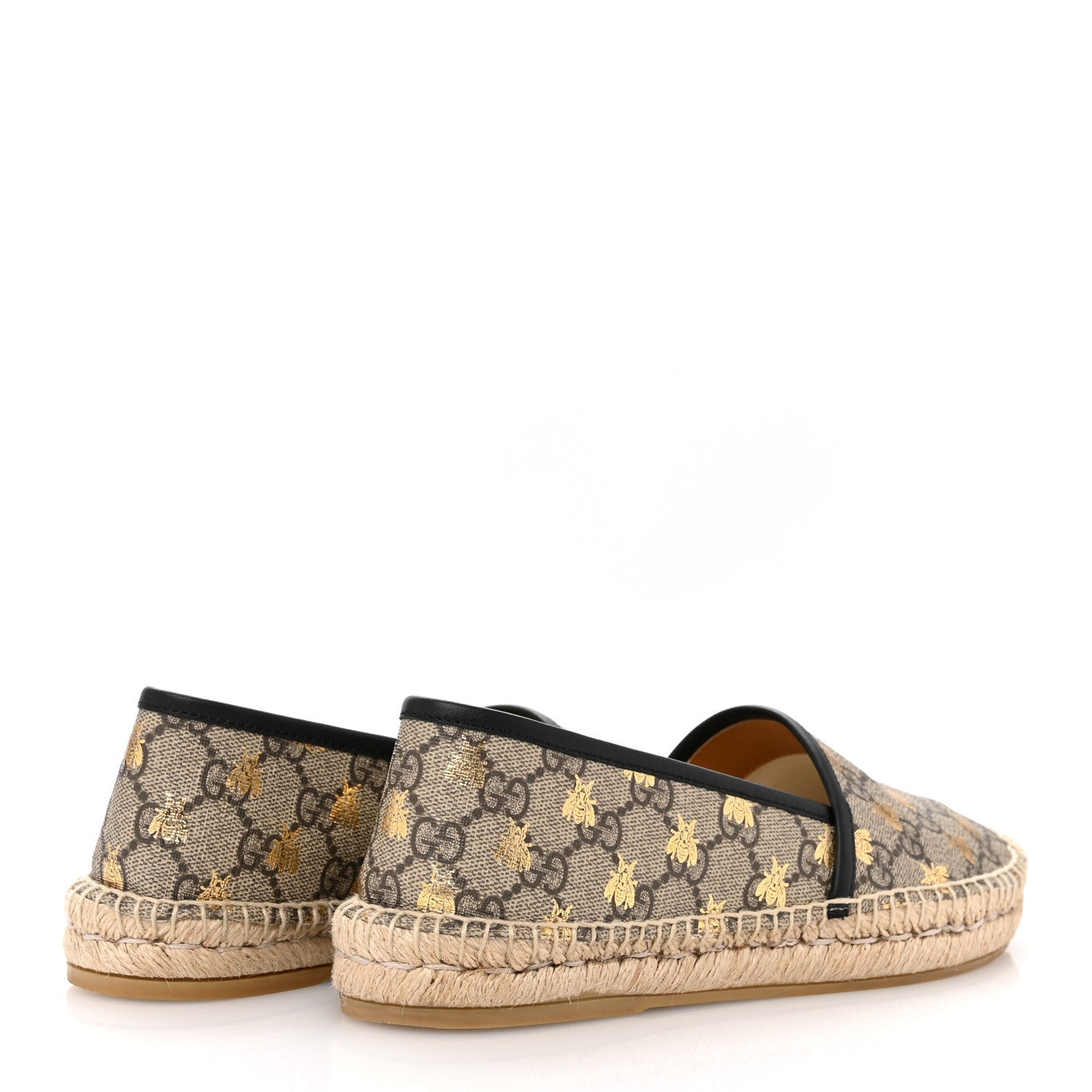 Gucci GG Supreme Monogram Bees Espadrille Flats 38.5 Beige Ebony Oro Black 5 of 7