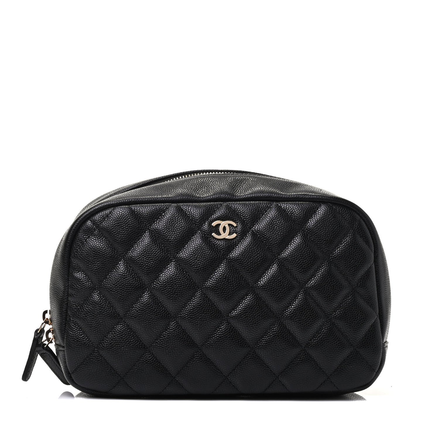 Caviar Quilted Curvy Pouch Cosmetic Case Black