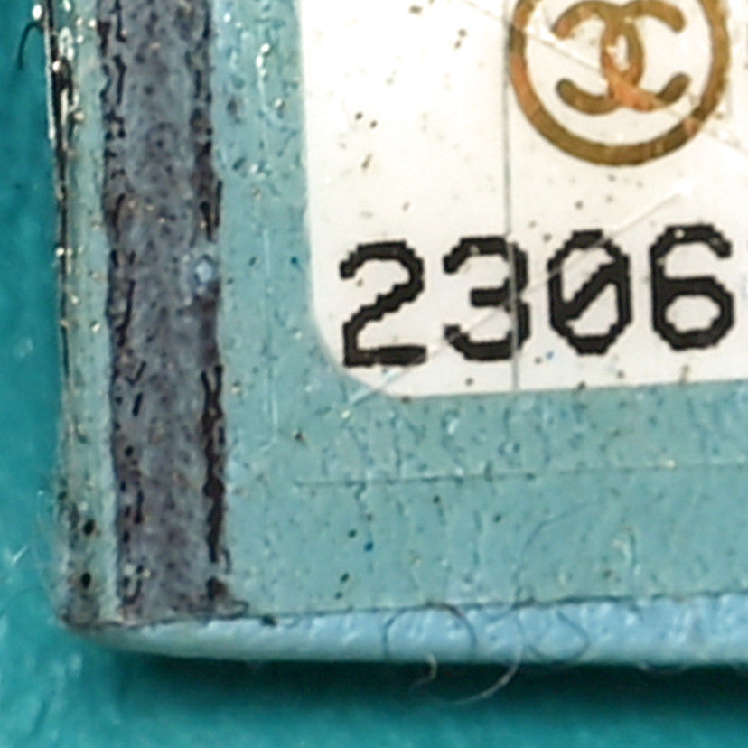 Chanel Lambskin Colorblock Cosmetic Case Turquoise Red 7 of 10