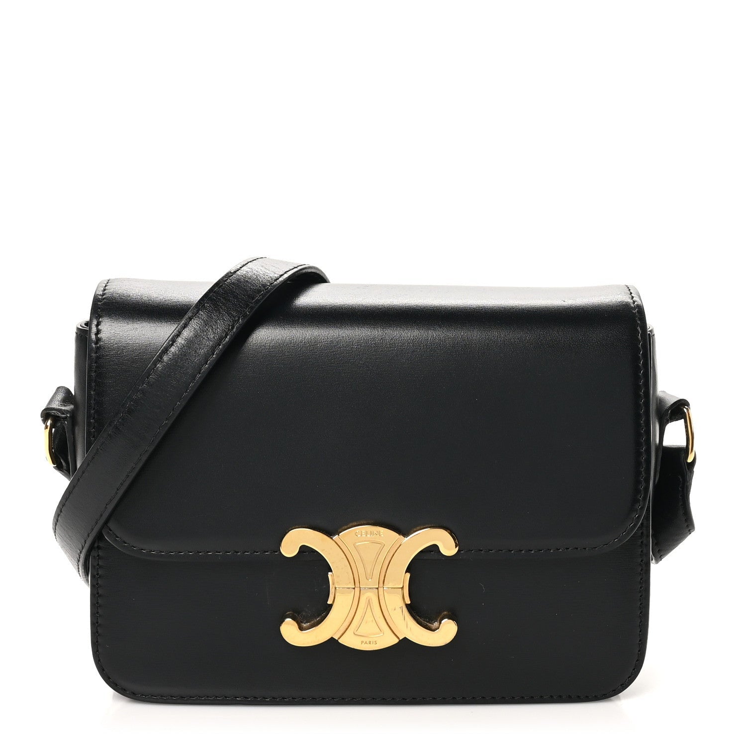Celine Shiny Calfskin Teen Triomphe Black 1 of 7