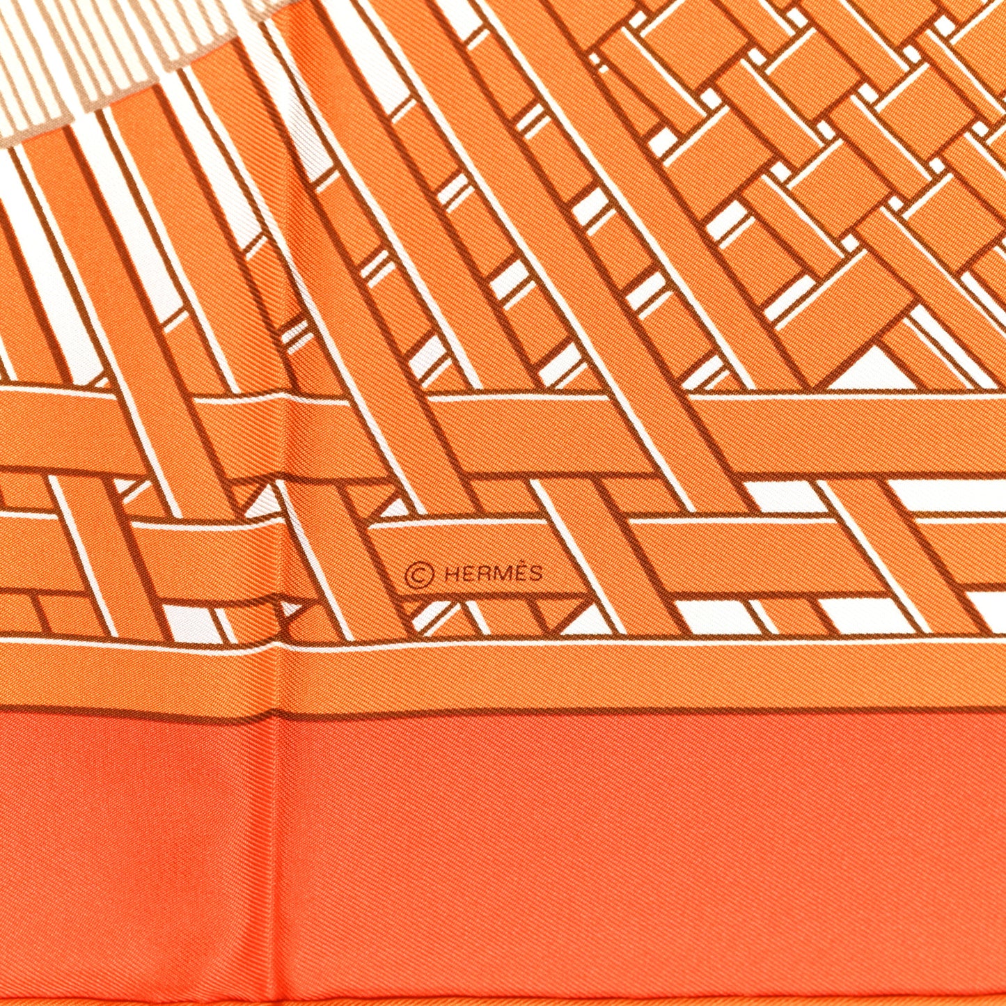 Silk Masan & Masan Scarf 90 Orange Grege Tabac