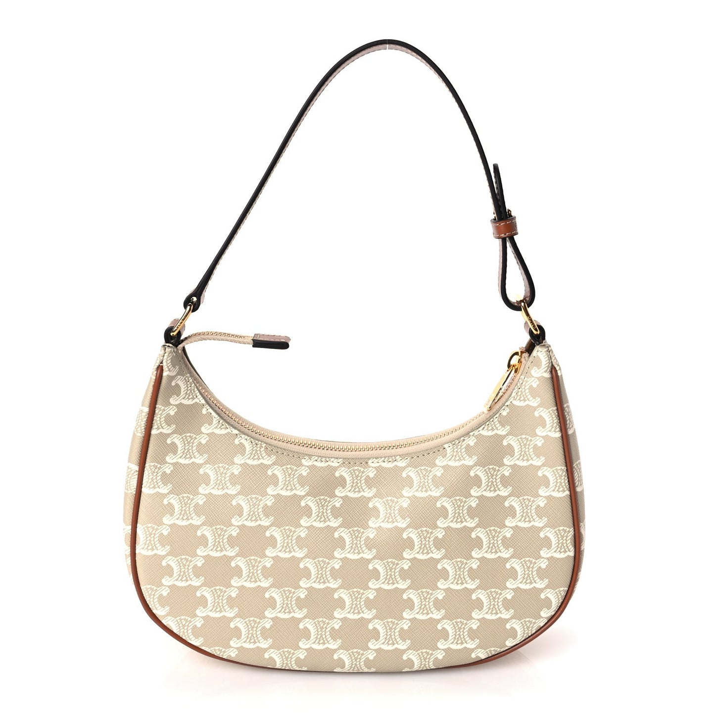 Canvas Calfskin Ava Triomphe Shoulder Bag Grege