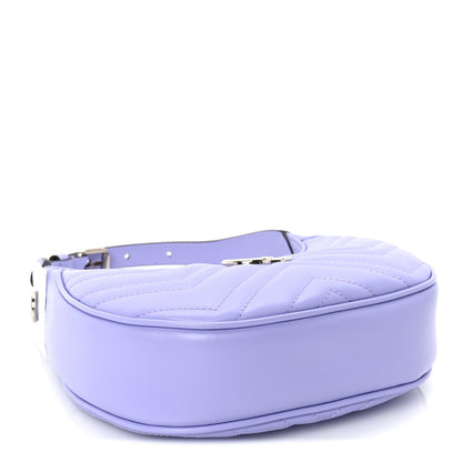Gucci Calfskin Matelasse Mini GG Marmont Half Moon Hobo  Lapis 3 of 8