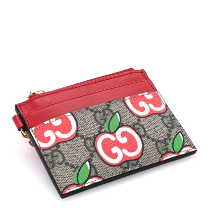 Gucci GG Supreme Monogram Apple Key Coin Case Card Holder Beige Multicolor Lobster Red 5 of 7