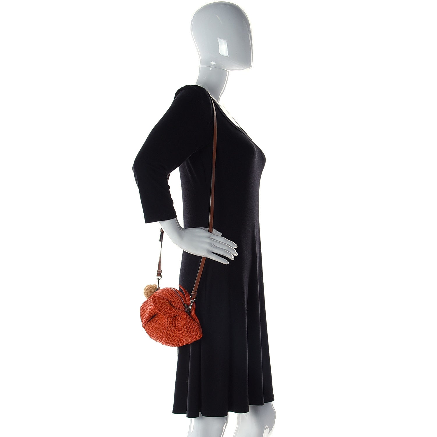 Loewe Raffia Mini Bunny Crossbody Bag Orange 2 of 11