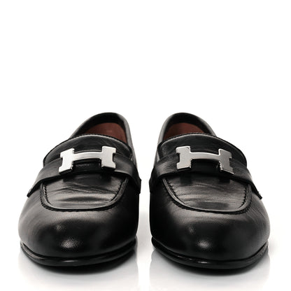 Hermes Goatskin Womens Paris Loafers 35.5 Black 2 of 9