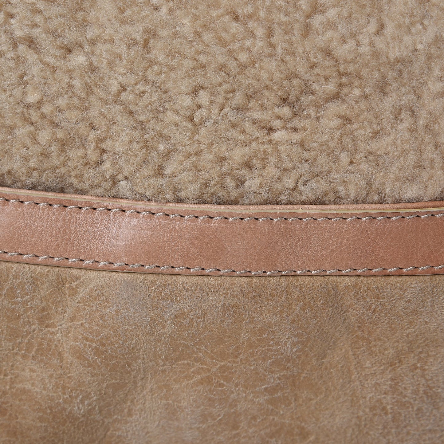 Shearling Flight Saddle Bag Beige