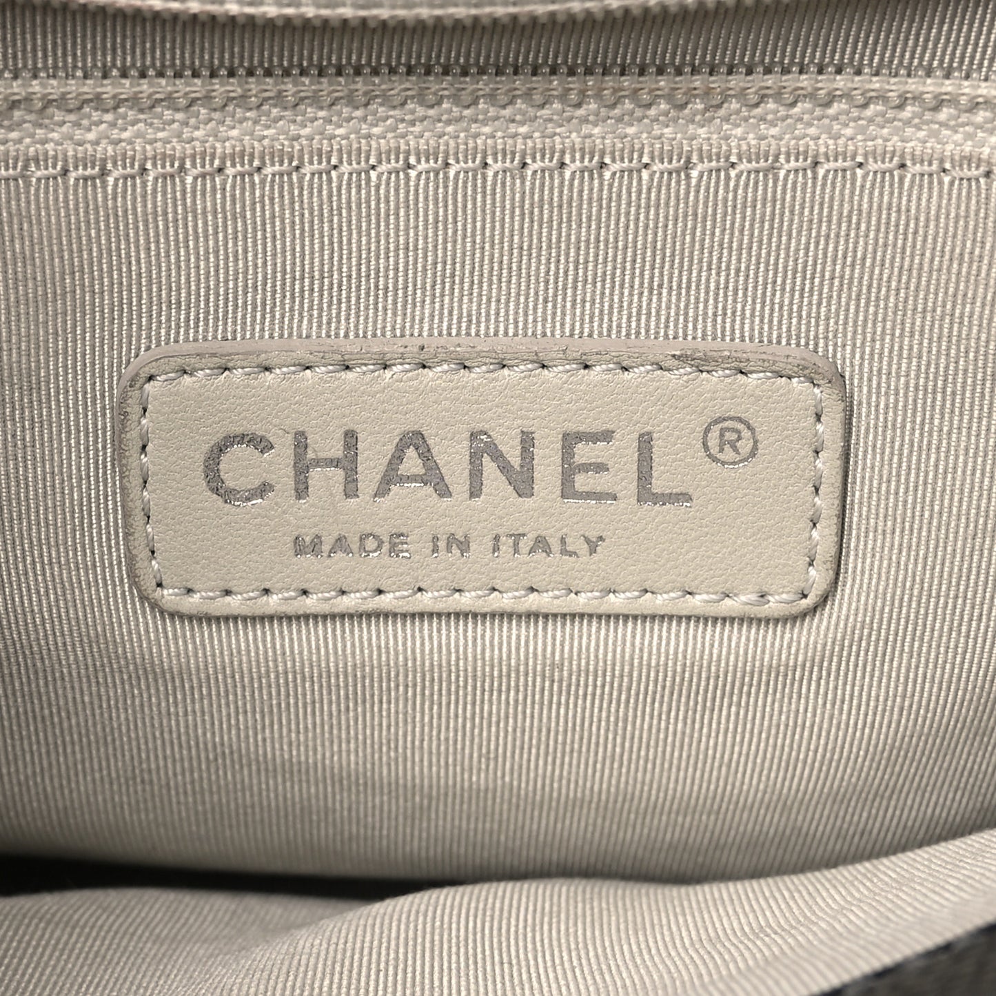 Metallic Caviar Quilted CC Tote Dark Silver