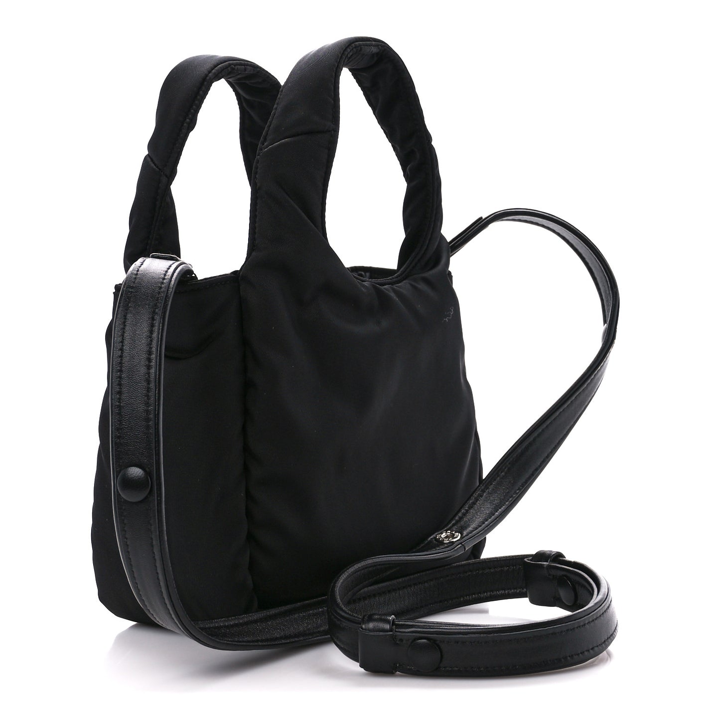 Re-Nylon Soft Padded Small Double Handled Shoulder Bag Black