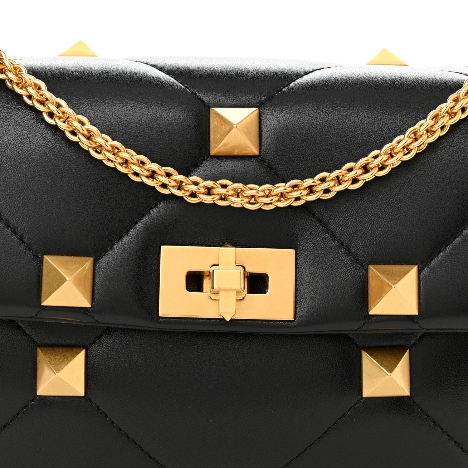 Valentino Garavani Nappa Large Roman Stud Shoulder Bag Black 7 of 9